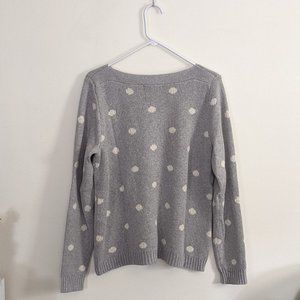 Marled Sweater Gray Cream Polka Dot,Women's Size L